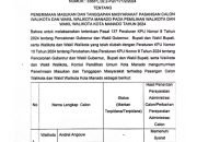 KPU Manado Buka Tanggapan Masyarakat Untuk Paslon Wali kota dan wakil Wali kota di Pilkada 2024