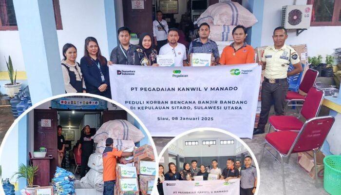 Pegadaian Manado Salurkan Bantuan Sembako untuk Korban Banjir di Sitaro