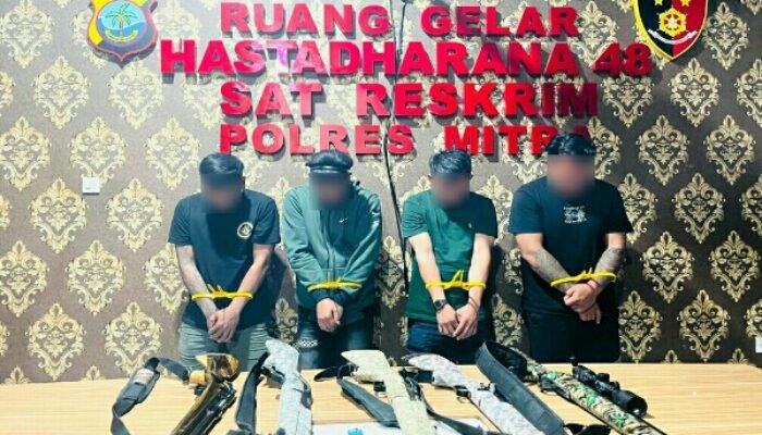 Pamer Senjata Angin di Medsos dengan Caption Menantang, 4 Pria di Ratatotok Diamankan